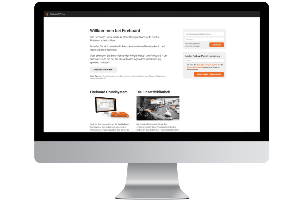 Fireboard Portal - kostenfreie Registrierung eines Portal-Kontos