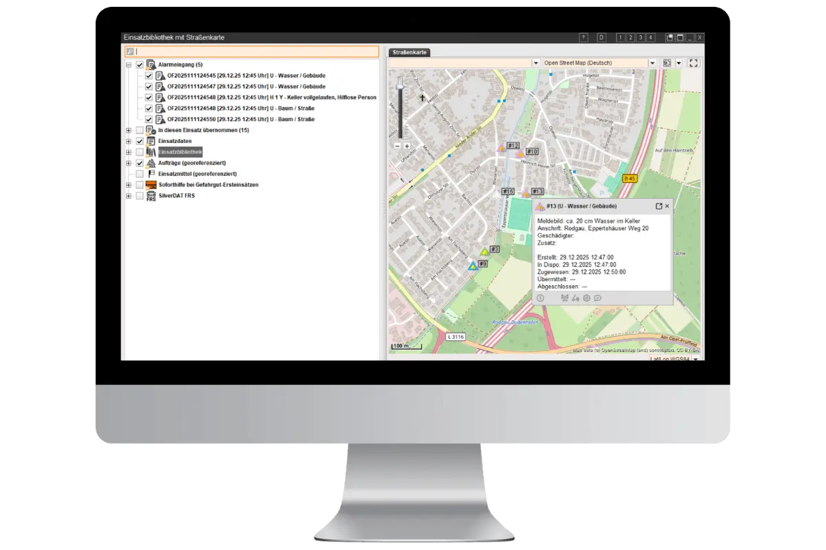 Fireboard Ausnahmezustand | Aufträge georeferenziert in der Lagekarte anzeigen